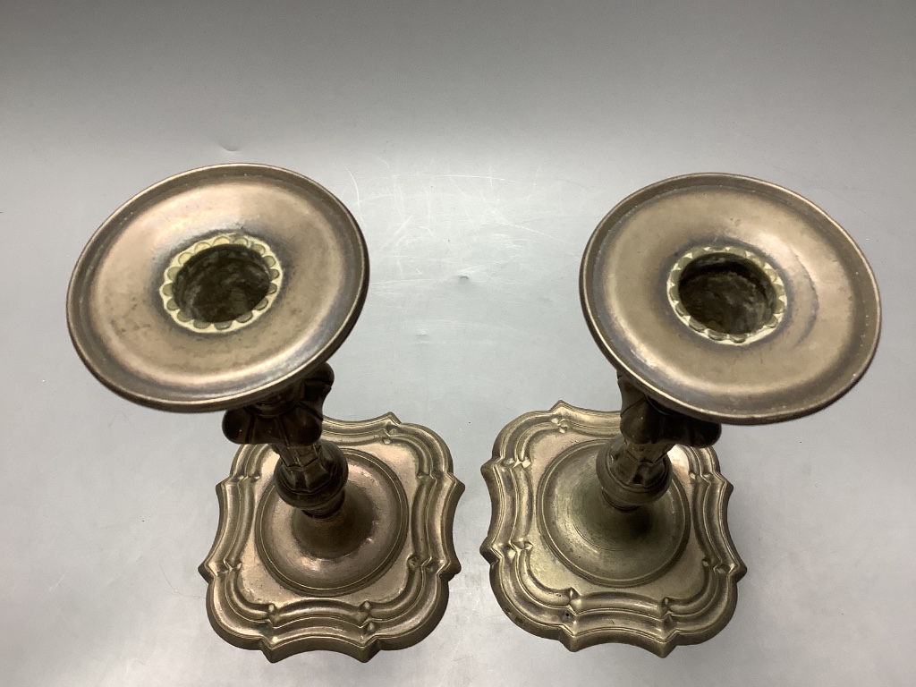A pair of 18th century continental silver candlesticks, a.f.